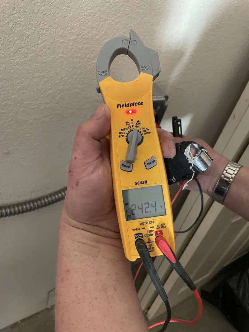 Voltage testing with clamp meter during Generator Installation in Nipomo
